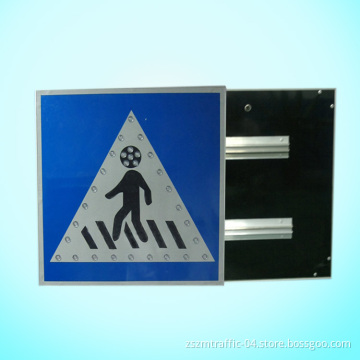 Aluminum LED Solar Powered Crossing Pedestrian Sign